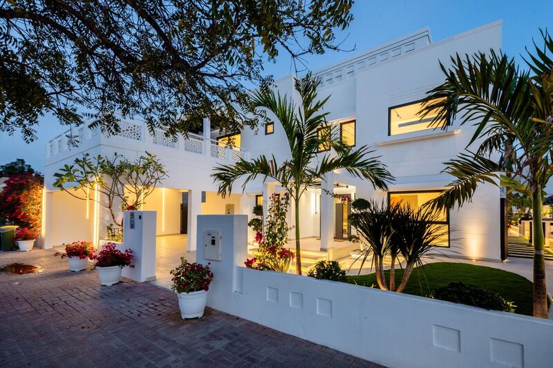 The Meadows villa renovation — pool and covered terrace after renovation, Dubai